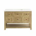 James Martin Vanities Breckenridge 48in Single Vanity, Light Natural Oak w/ 3 CM White Zeus Top 330-V48-LNO-3WZ